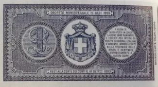 Italian States 1 Lira, 1893-1898 reverse
