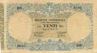 Italian States 20 Lire, 1874 image
