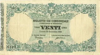 Italian States 20 Lire, 1881 image