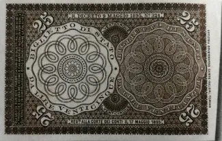 Italian States 25 Lire, 1895 reverse