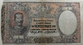 Italian States 25 Lire, 1902 image