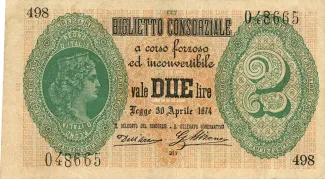 Italian States 2 Lire, 1874 image