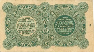 Italian States 2 Lire, 1874 reverse