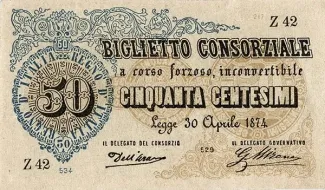 Italian States 50 centesimi, 1874 image