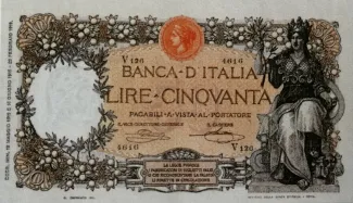 Italian States 50 Lire, 1920 image