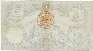 Italian States 5 Lire, 1848 reverse