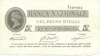 Italian States 5 Lire, 1866 image