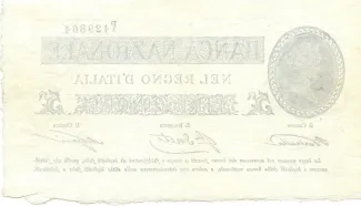 Italian States 5 Lire, 1866 reverse