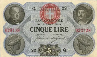 Italian States 5 Lire, 1873 image
