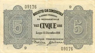 Italian States 5 Lire, 1881 image