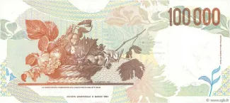 Italy 100.000 Lire, 1994-1998 reverse