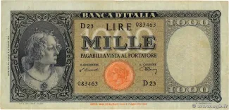 Italy 1.000 Lire 1947 Type A, 1947 image