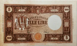 Italy 1.000 Lire "grande M", 1943 image
