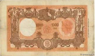 Italy 1.000 Lire "grande M", 1943-1950 reverse