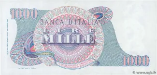Italy 1.000 Lire, 1962-1968 reverse