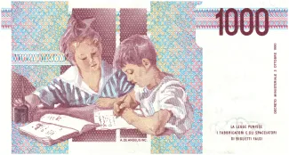 Italy 1.000 Lire, 1990-2001 reverse