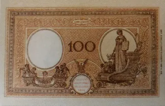 Italy 100 Lire "Azzurrino", 1926 reverse