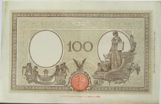 Italy 100 Lire "Grande B", 1942-1943 reverse