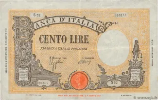 Italy 100 Lire "Grande B ", 1944 image