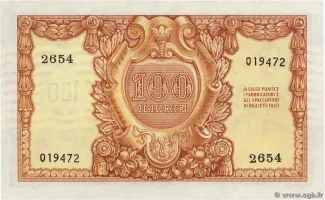 Italy 100 Lire, 1951 reverse