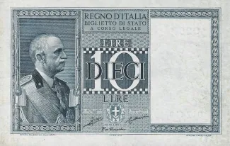 Italy 10 Lire - Vittorio Emanuele III, 1944 image