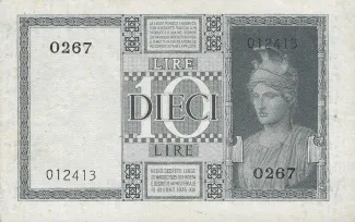 Italy 10 Lire - Vittorio Emanuele III, 1935-1944 reverse