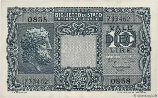 Italy 10 Lire, 1944 image
