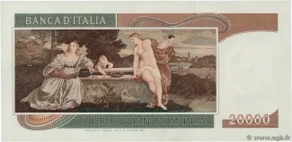Italy 20.000 Lire, 1974-1975 reverse