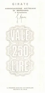Italy 250 Lire, 1976-1977 reverse