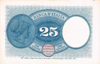 Italy 25 Lire, 1918-1919 reverse