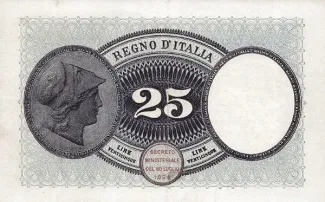 Italy 25 Lire, 1923-1925 reverse