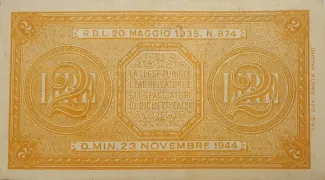 Italy 2 Lire, 1944 reverse