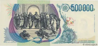 Italy 500.000 Lire, 1997-2001 reverse
