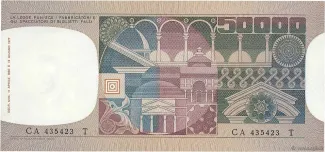 Italy 50.000 Lire, 1977-1982 reverse