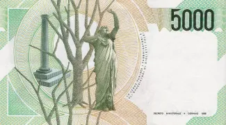 Italy 5.000 Lire, 1985-2001 reverse