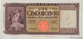 Italy 500 Lire, 1961 image
