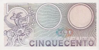 Italy 500 Lire, 1974-1979 reverse