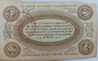Italy 50 centesimi, 1870 reverse