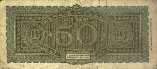 Italy 50 Lire "Italia Turrita", 1944 reverse