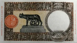 Italy 50 Lire, 1940-1942 reverse