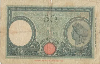 Italy 50 Lire, 1943 reverse