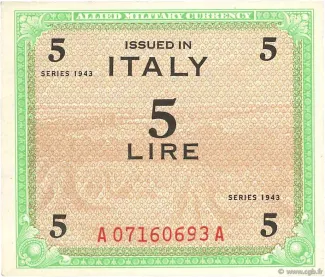 Italy 5 Lire, 1943 image