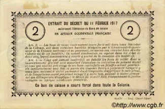 Ivory Coast 2 Francs, 1917 reverse