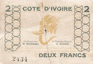 Ivory Coast 2 Francs, 1943 image