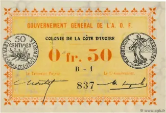 Ivory Coast 50 Centimes, 1917 image