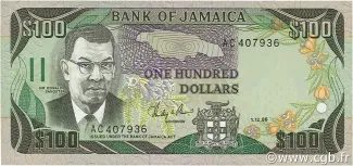 Jamaica 100 Dollars, 1987 image