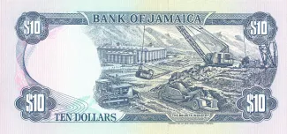 Jamaica 10 Dollars, 1985-1994 reverse