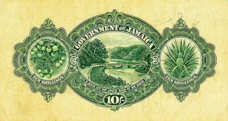 Jamaica 10 Shillings, 1918 reverse
