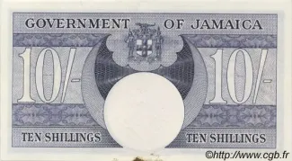 Jamaica 10 Shillings, 1960 reverse