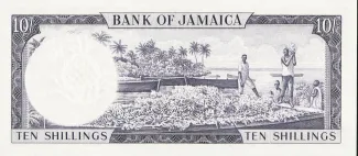 Jamaica 10 Shillings, 1961 reverse